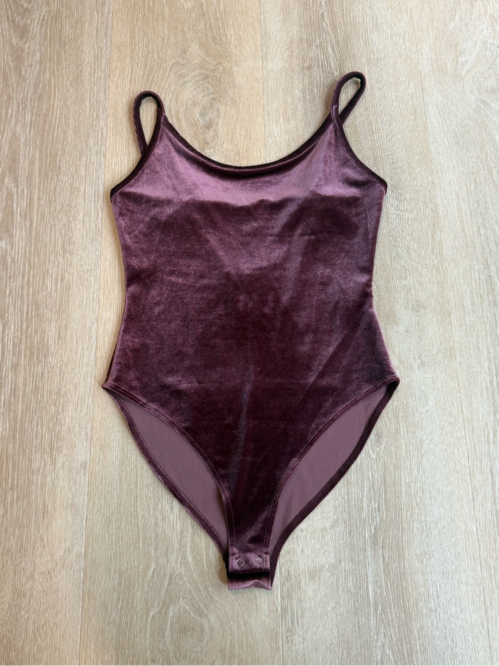 Forever 21 Velvet Bandeau Bodysuit in Plum